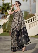 Pure Mal Mal Silk Black Casual Wear Printed Saree